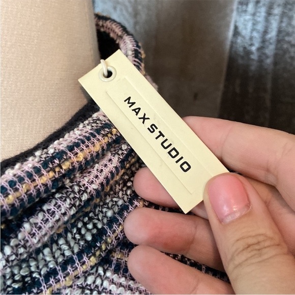 NWT! Max Studio knit pastel plaid mock sweater medium Softgirl gorpcore feminine - Picture 8 of 13